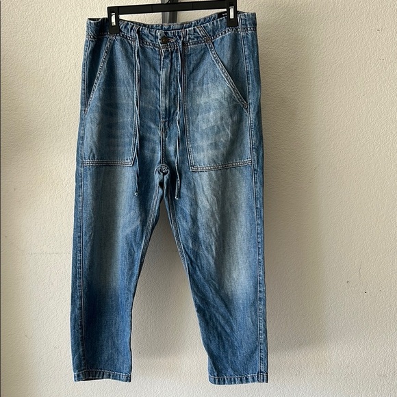 Vince Denim - Vince Blue Ankle Cropped Jeans Cotton Linen blend slouchy  size 28